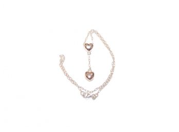 Sterling Silver Dobbs Hanging Double Puffed Heart Necklace