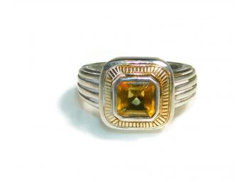 Vintage Sadye L Vassil Sterling Silver Yellow Citrine With 14K Ring