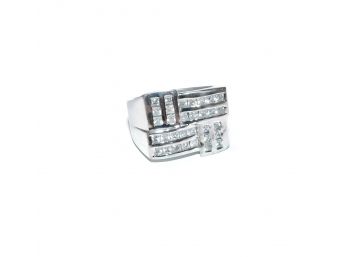 Sterling Silver Chunky Men's Ring With CZ Stones