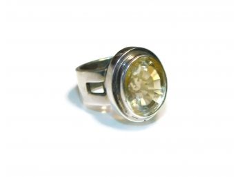 Sterling Silver Large Yellow Citrine Ring