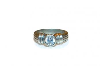 Clear CZ Bezeled Sterling Silver Ring