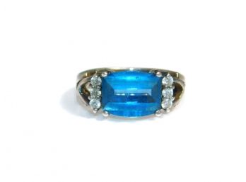 Vintage Sterling Silver London Turquoise White CZ Ring