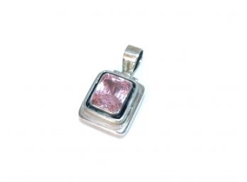 Vintage Sterling Silver Pink Stone Pendant