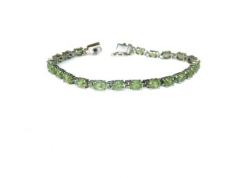 Vintage Sterling Silver Green Peridot Tennis Bracelet