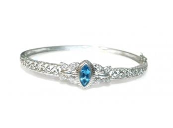 Sterling Silver Blue Topaz Bangle Bracelet