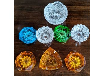 Grouping Of Miniature Cut Crystal Salt And Pepper Serving Dishes