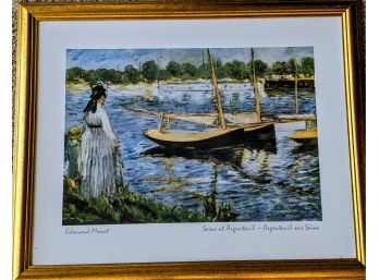 Edward Manet Print Beautifully Framed.  Titled 'Seine At Argenteuil'