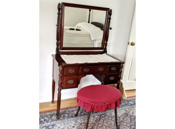 Victorian Vanity And Original Bench Or Chair - Part Of The Bedroom Set All Sold Separately Spindles Match Bed
