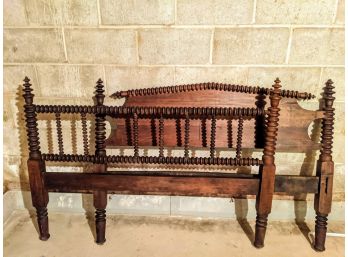 Antique Mahogany Bed Frame  Spool Design  With Two Slats - 1800's