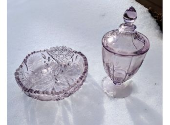 Lavender Crystal Bowl And Candy Dish Hard To Capture Color In Photos