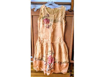 Unusual Apricot Colored 1920 Flapper Dress
