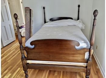 Victorian Mohagany Bed Frame With Gorgeous Large Acorn Finials Full Size Extremely Comfortable Mattress