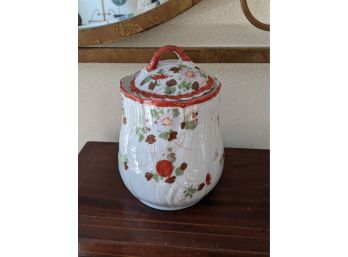 Beautiful Porcelain Covered Jar With No Markings On Bottom