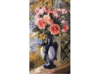 Renoir Lithograph, Roses In A Blue Vase