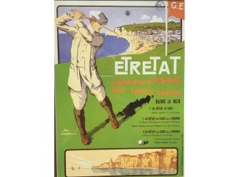 Lithograph After A Vintage Poster Titled Etretat, Golf, Tennis, Casino