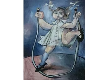 Erik Rennssen Lithograph Girl Skipping Rope