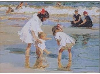 Edward Potthast Lithograph, On The Beach