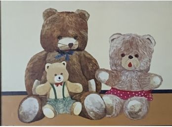 Decorative Lithograph Of Teddy Bear Family