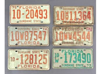 Set Of 6 Vintage Florida License Plates