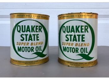 Pair Of Vintage Unopened Quaker State Oil Cans