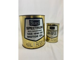 Vintage Sears Spectrum Motor Oil Cans, Set Of 2