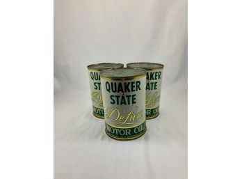 Quaker State Deluxe Motor Oil Cans, Set Of 3