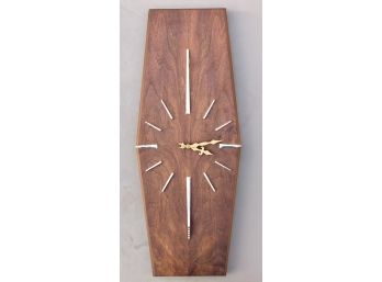 Large Mid Century Walnut Wall Clock