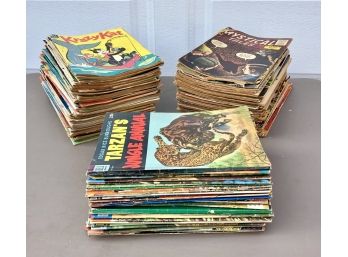 Large Lot Of 110 Vintage Comics Including Disney, Tarzan, Looney Tunes, Archie, GI Joe, And More