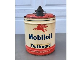 Vintage Mobil Oil Outboard 5 Gallon Jug