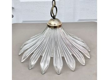 Vintage Brass And Glass Pendant Light