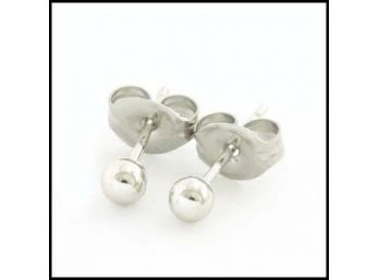 10k White Gold Small 3mm Ball Stud Earrings