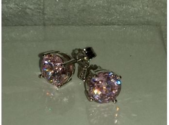 925 Sterling Silver 5.0ctw Pink Topaz Earrings