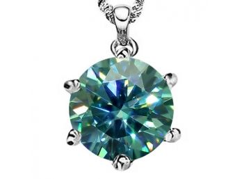 2.49 CT Fancy Blue Diamond Moissanite 14KT White Gold Pendant