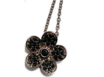 .925 Sterling Silver With Black Spinel Necklace