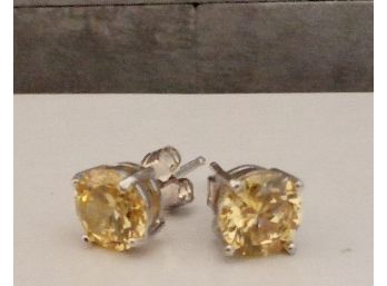 925 Sterling Silver 5.0ctw Lemon Topaz Earrings