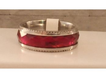 Fashion Stainless Steel And Red Band Size 10