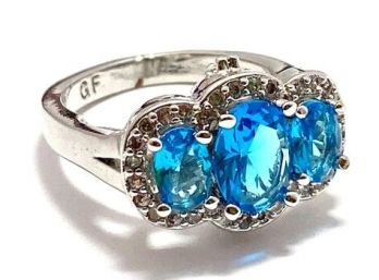 3.75ctw Sky Blue & White Topaz Ring Size 7