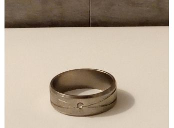 Stainless Steel Band With Clear Center Stone Size 8.5