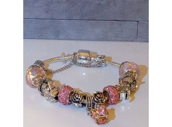 7' Silver Plated Fashion Charm Bracelet