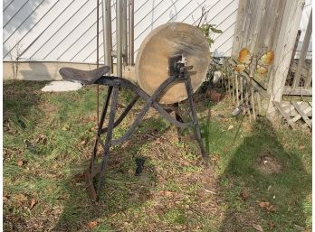 Antique Iron And Stone Axe Grinder