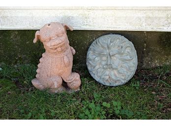 Small Ceramic Foo Lion & Moon Plaque