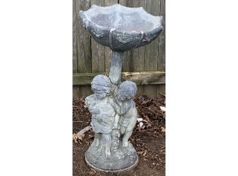 Vintage Small  Shell Form Fountain With Young Children