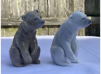 Two Seated Lladro Polar Bears