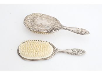 Two Vintage Silver Vanity Brushes