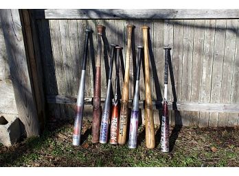 Group Of Wood  & Aluminum Baseball Bats