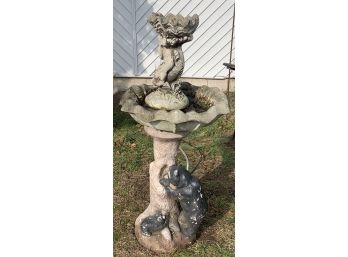 Vintage Cast Cement Birdbath As A Fountain