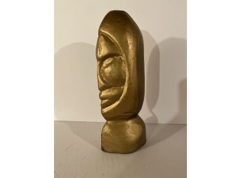 Stunning Carved Wooden Face, Gold Finished Folk Art