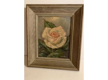 Beautiful Still Life Of A Flower Oil On Board Signed Addison Framed