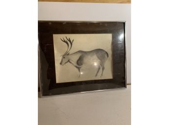 Reindeer Drawing Framed And Matted