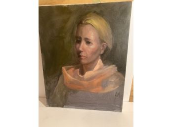 Portrait Of A Woman, Oil On Canvas Signed LM